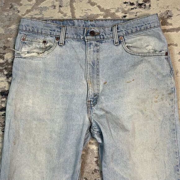 VTG Levis 550 Jeans Men 36x30 Blue Relaxed Tapered 90s Light Wash Tag Distressed - Picture 14 of 16